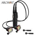 Lámpara impermeable 300watts blanco + rojo LED buceo linterna con el contenedor de la batería